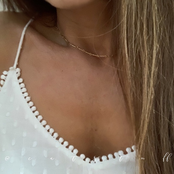 14k Gold Filled Bar Link Choker Necklace - Picture 9 of 10